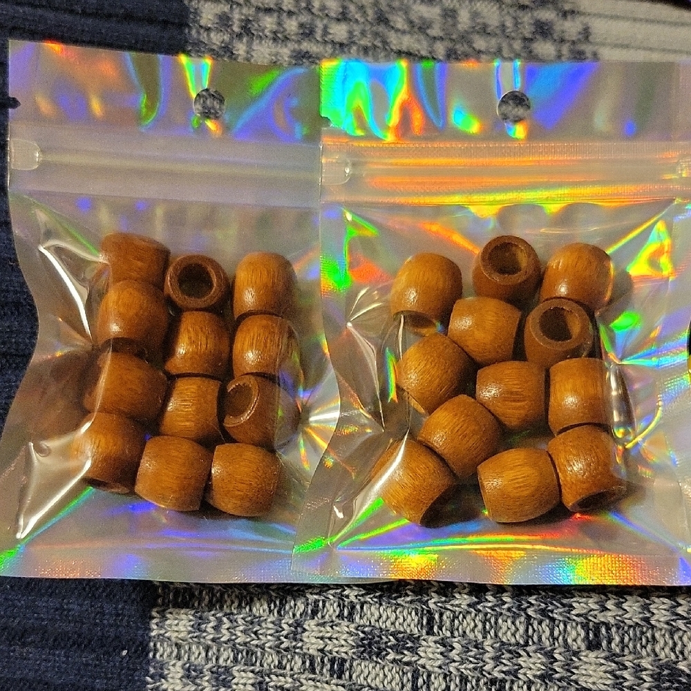 Light Brown Or Tan Wooden Glossy Craft Beads (One Package)